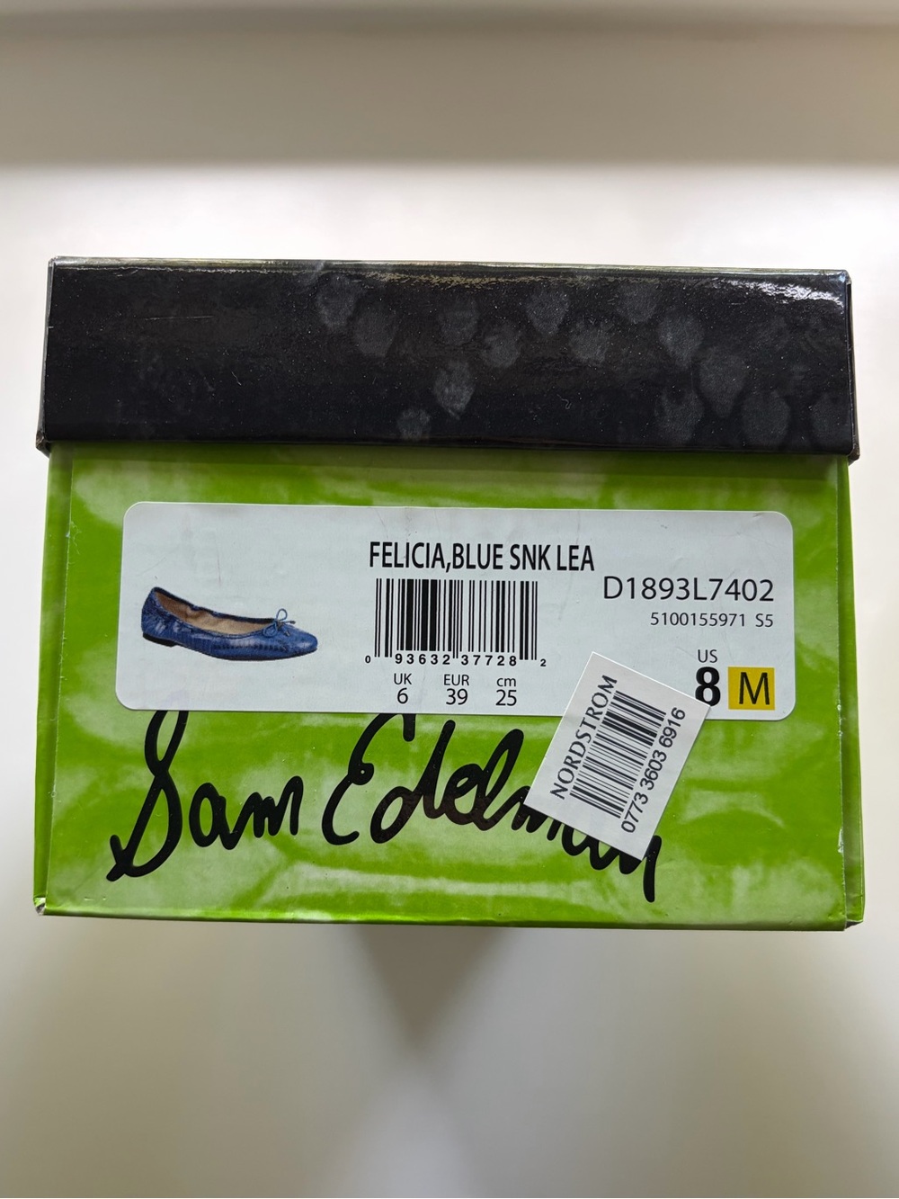Sam Edelman Felicia Snake Print Blue Ballet Flats NWT - Picture 4 of 4